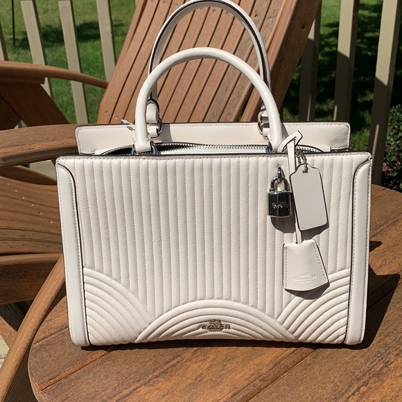 Coach Handbags - 🌷Coach Art Deco quilted carryall Chalk NWT